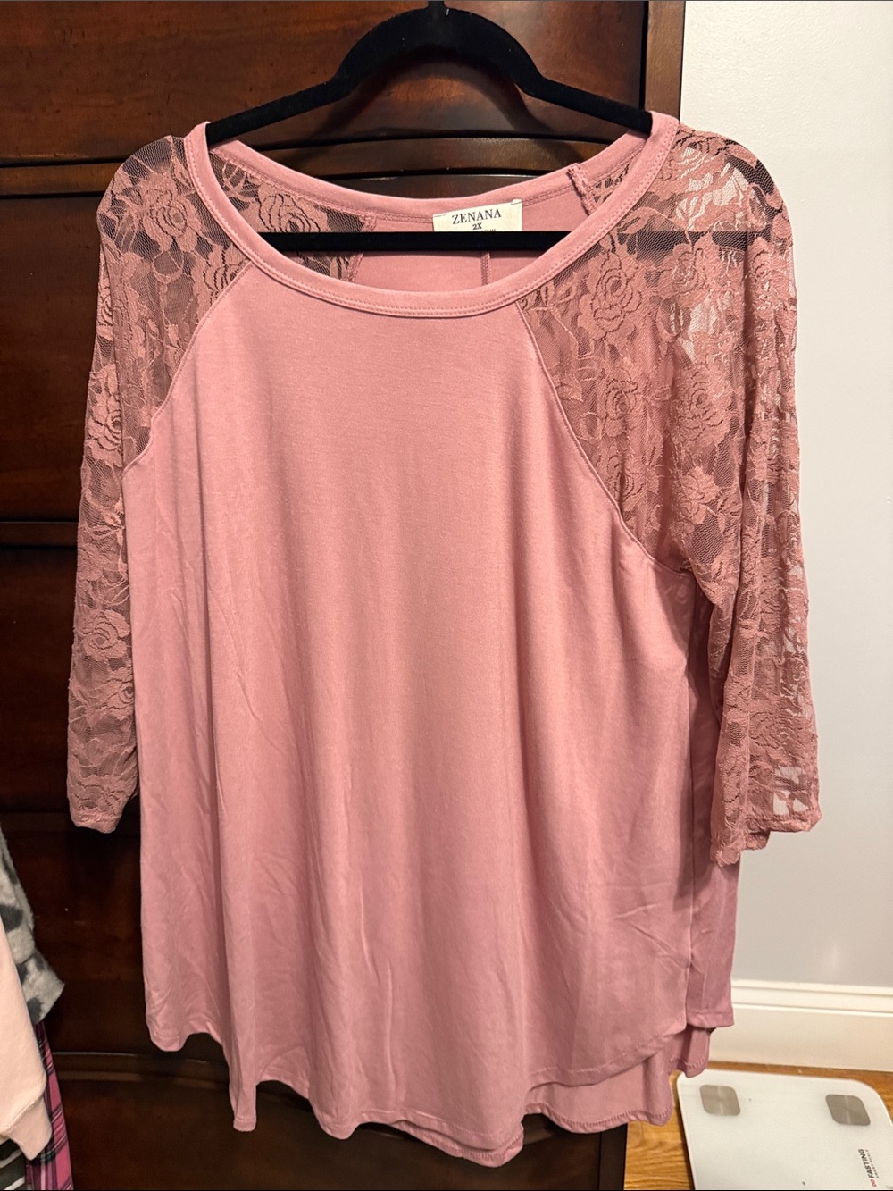 Zenana Outfitters Dusty Pink Scoop Neck Top